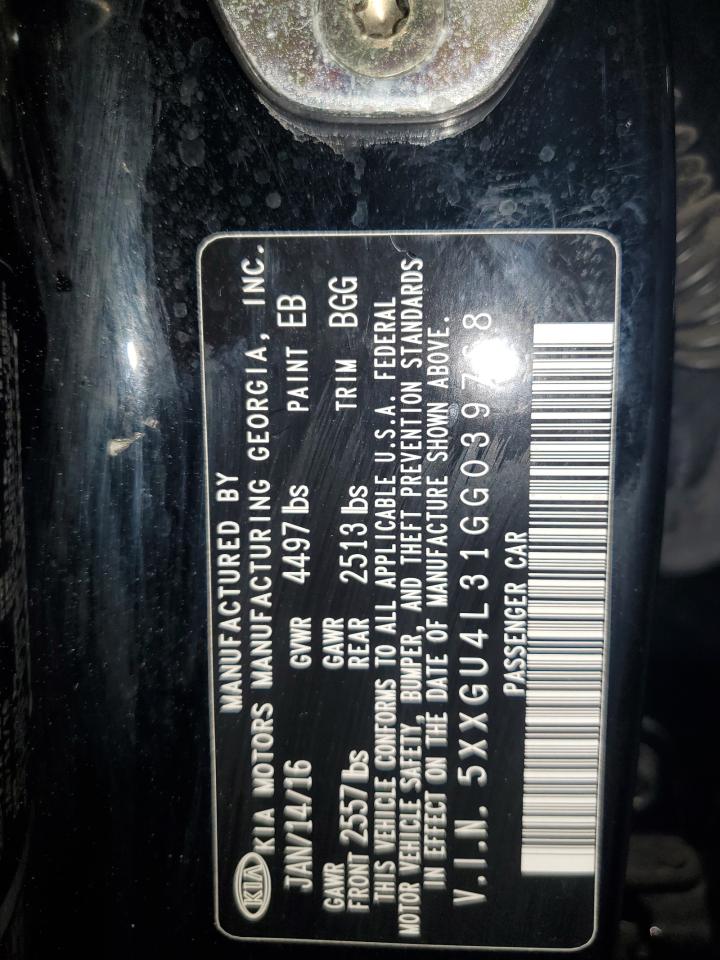 5XXGU4L31GG039768 2016 Kia Optima Ex