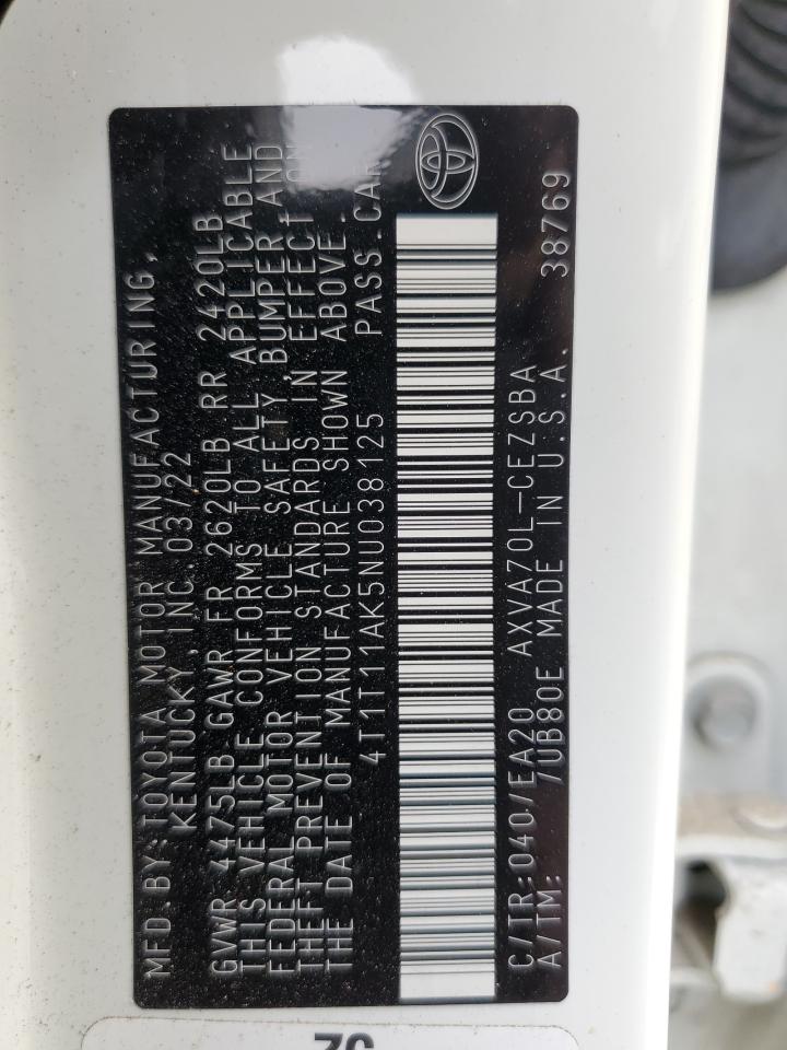 4T1T11AK5NU038125 2022 Toyota Camry Se