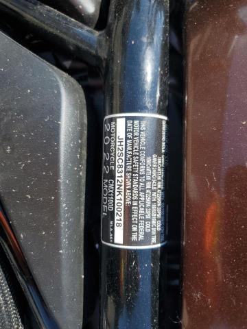 2022 HONDA CMX1100 D - JH2SC8312NK100218