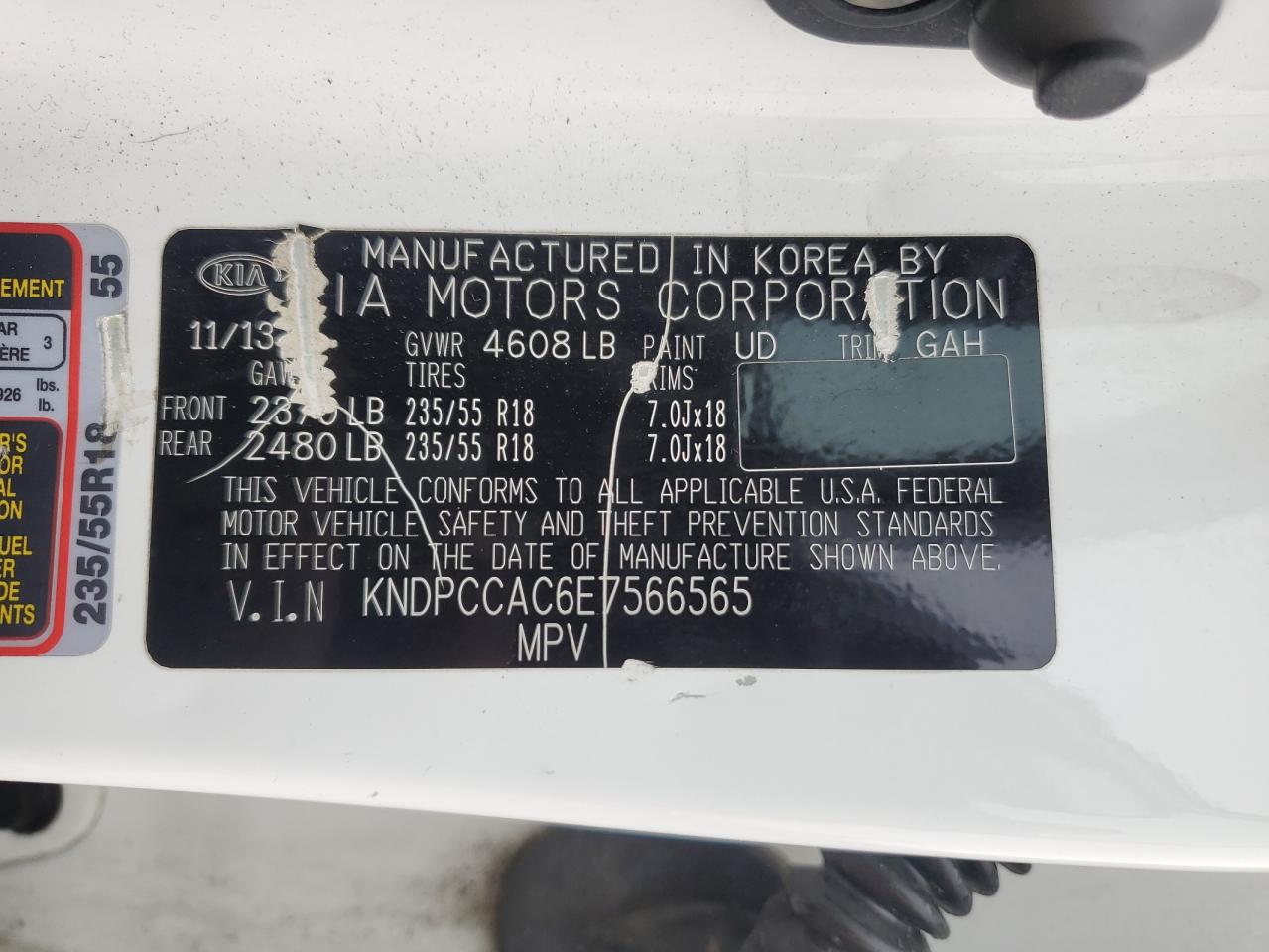 KNDPCCAC6E7566565 2014 Kia Sportage Ex