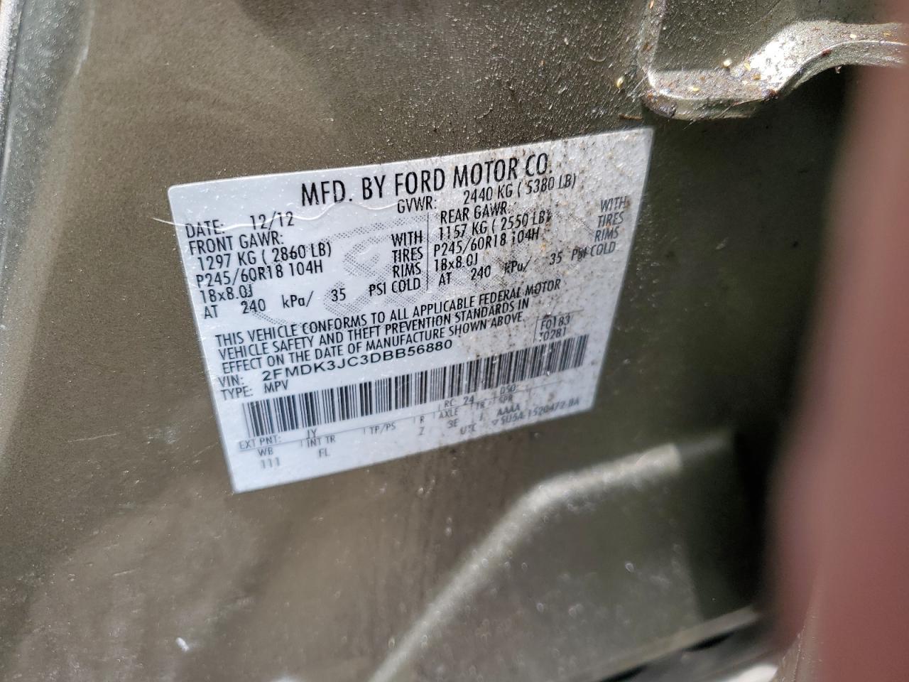 2FMDK3JC3DBB56880 2013 Ford Edge Sel