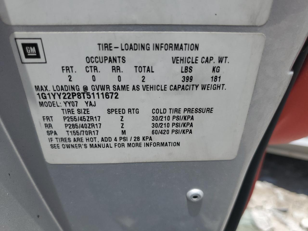 1G1YY22P8T5111672 1996 Chevrolet Corvette