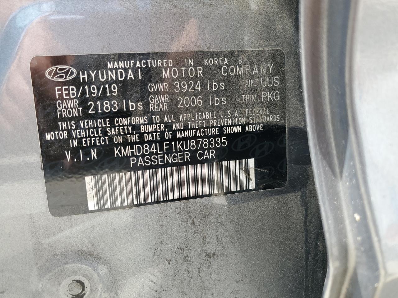 5NPD84LF8KH473877 2019 Hyundai Elantra Sel