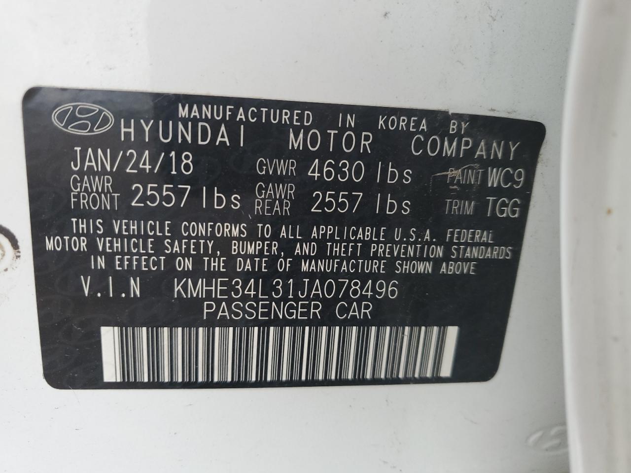 KMHE34L31JA078496 2018 Hyundai Sonata Hybrid
