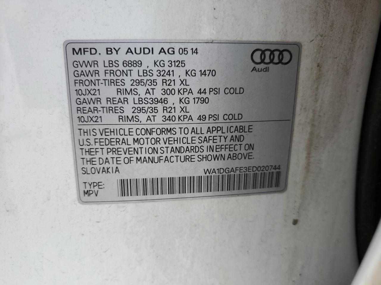 WA1DGAFE3ED020744 2014 Audi Q7 Prestige
