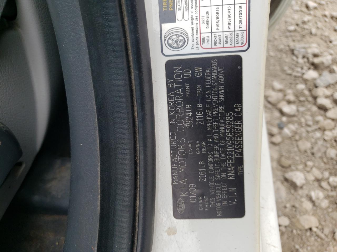 KNAFE221095659285 2009 Kia Spectra Ex