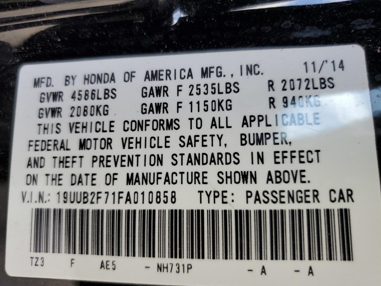 19UUB2F71FA010858 2015 Acura Tlx Advance