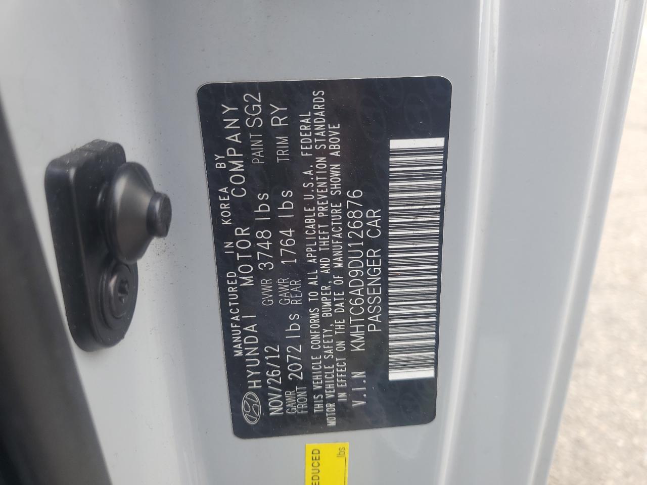 KMHTC6AD9DU126876 2013 Hyundai Veloster