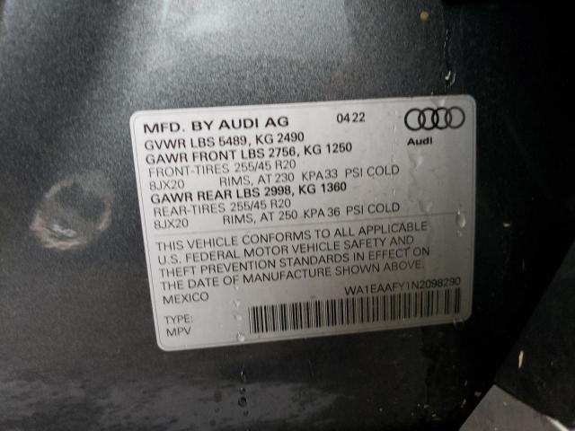 VIN WA1EAAFY1N2098290 2022 Audi Q5, Premium Plus 45 no.13