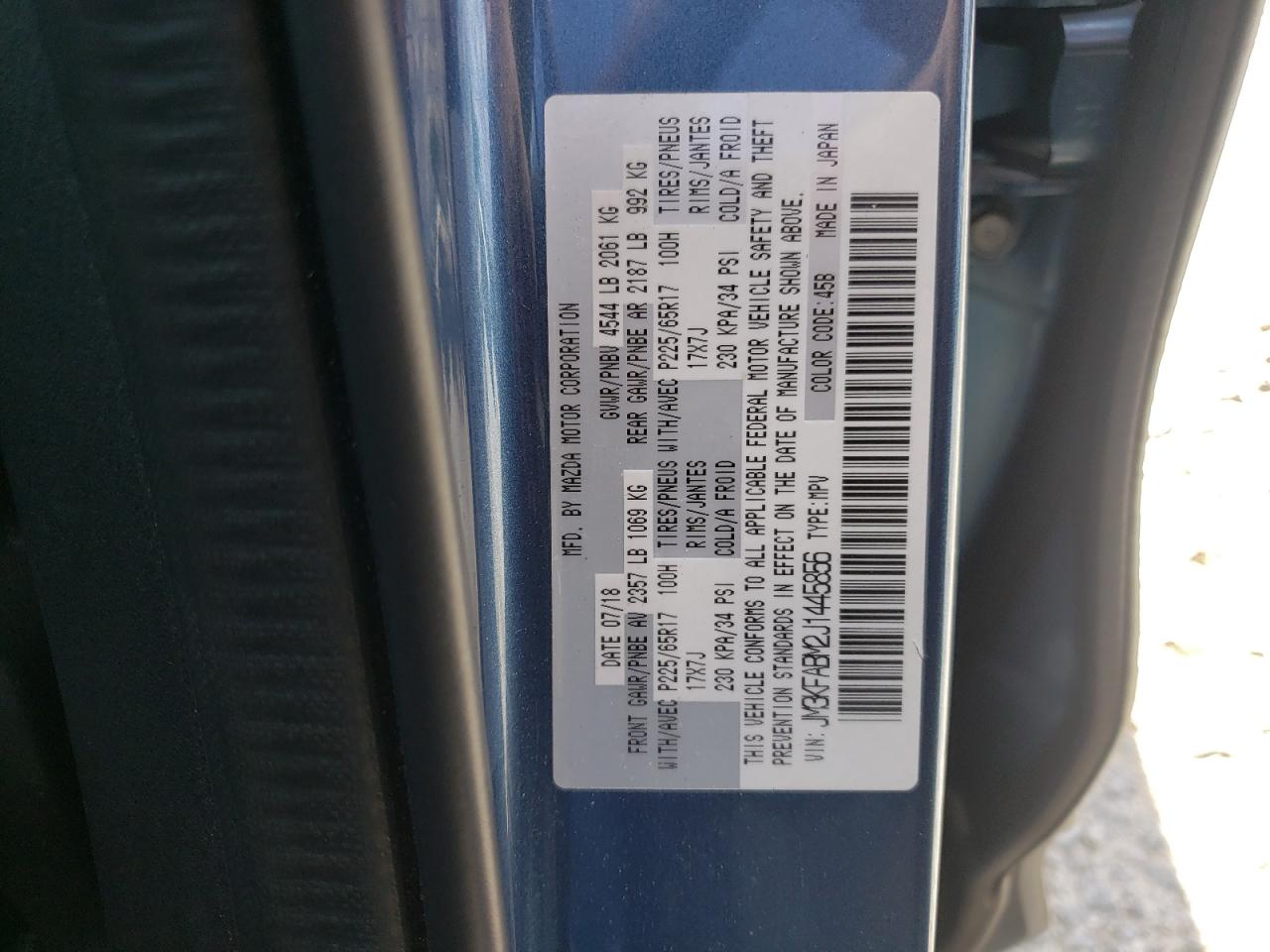 JM3KFABM2J1445856 2018 Mazda Cx-5 Sport