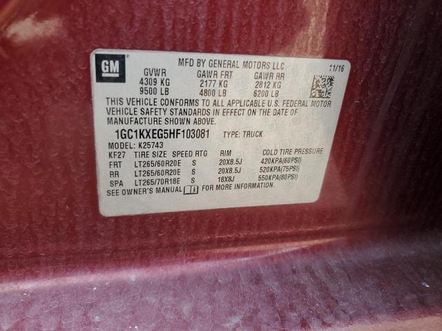 2017 Chevrolet Silverado K2500 High Country VIN: 1GC1KXEG5HF103081 Lot: 54393944