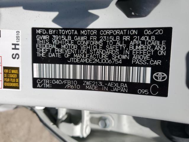 2021 Toyota Corolla Le VIN: JTDEAMDE2MJ006754 Lot: 54649294