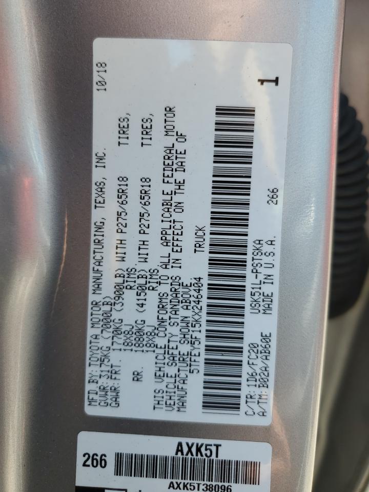 5TFEY5F15KX246404 2019 Toyota Tundra Crewmax Sr5