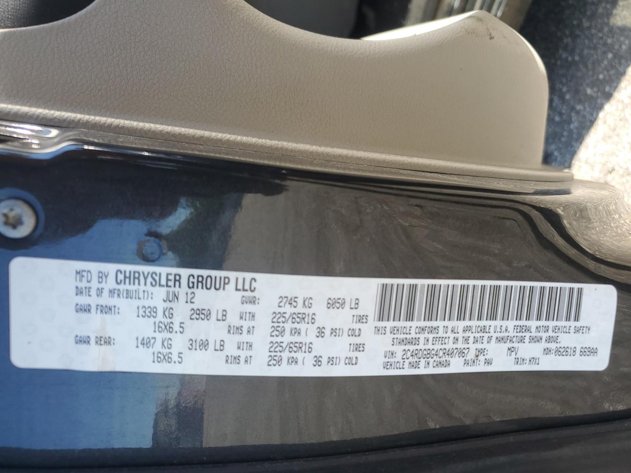 2C4RDGBG4CR407067 2012 Dodge Grand Caravan Se