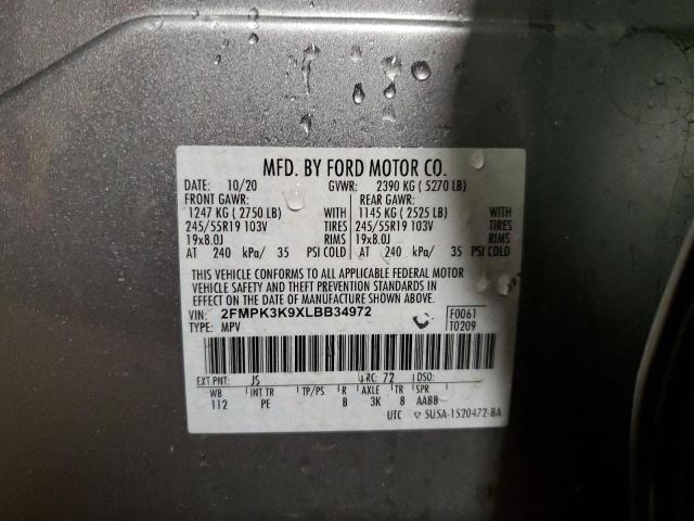 2020 Ford Edge Titanium VIN: 2FMPK3K9XLBB34972 Lot: 55643844