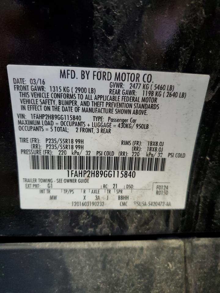 1FAHP2H89GG115840 2016 Ford Taurus Sel