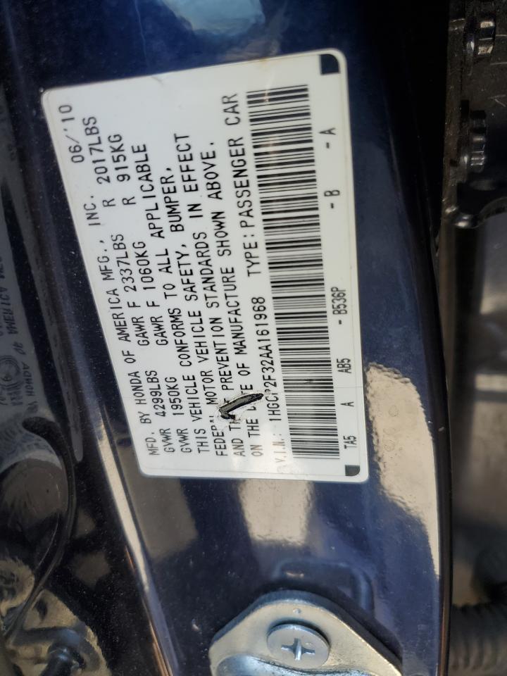 1HGCP2F32AA161968 2010 Honda Accord Lx