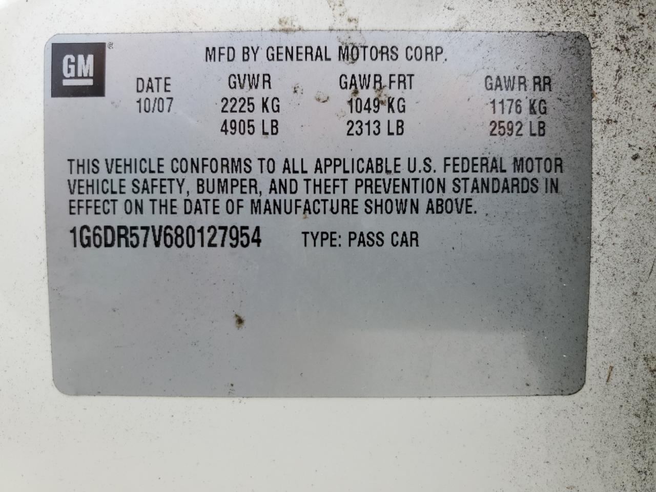 1G6DR57V680127954 2008 Cadillac Cts Hi Feature V6