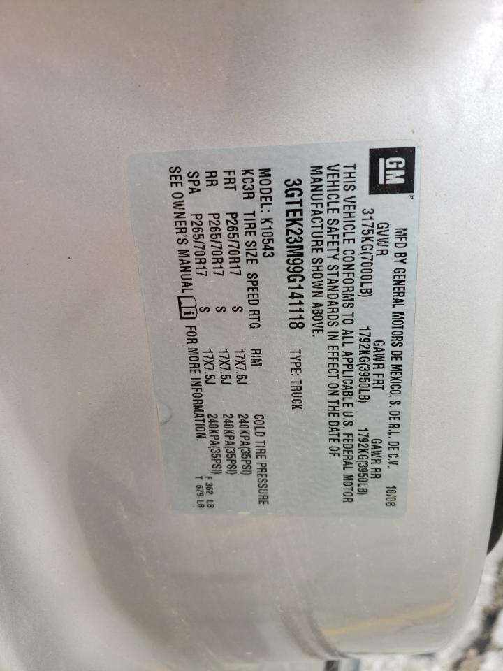 3GTEK23M99G141118 2009 GMC Sierra K1500 Sle