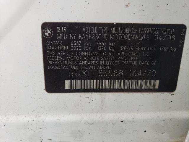 2008 BMW X5 4.8I VIN: 5UXFE83588L164770 Lot: 53878514