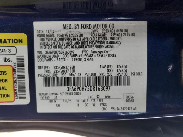 2013 Ford Fusion Se VIN: 3FA6P0H75DR163097 Lot: 54935374