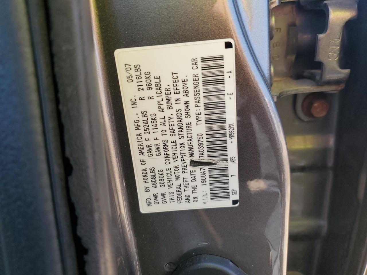 19UUA76557A039750 2007 Acura Tl Type S