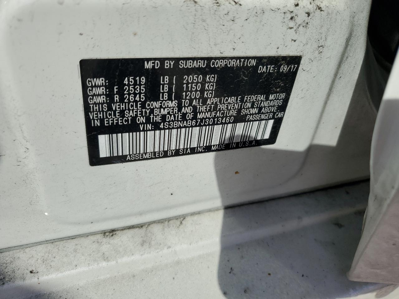 4S3BNAB67J3013460 2018 Subaru Legacy 2.5I