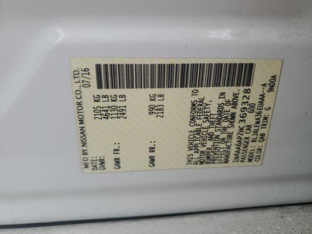 2017 Nissan Maxima 3.5S VIN: 1N4AA6AP2HC369328 Lot: 55673194