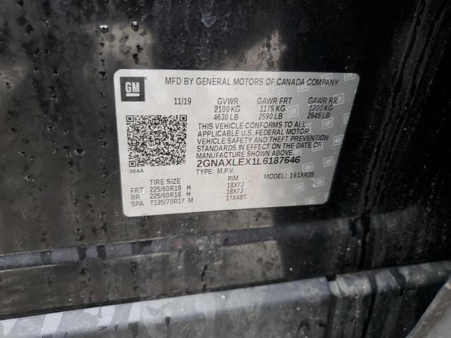 2020 Chevrolet Equinox Lt VIN: 2GNAXLEX1L6187646 Lot: 55134074