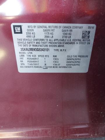 2016 GMC Terrain Sle VIN: 2GKALMEK5G6343101 Lot: 56525204