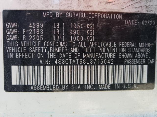 2020 Subaru Impreza Limited VIN: 4S3GTAT68L3715042 Lot: 54076234