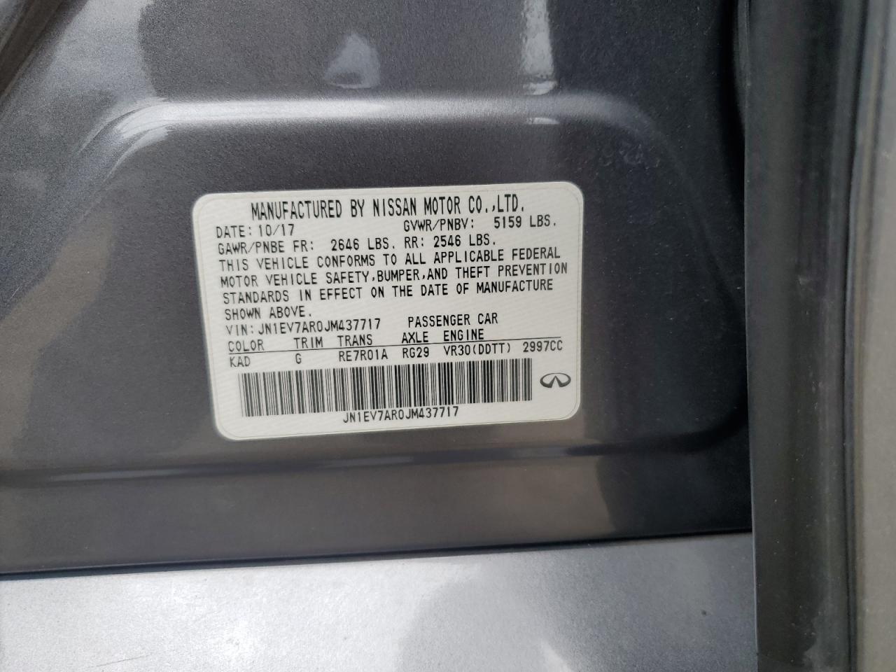 JN1EV7AR0JM437717 2018 Infiniti Q50 Luxe