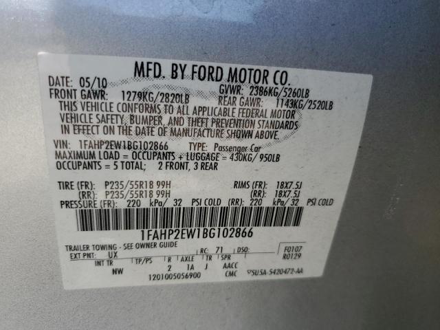 2011 Ford Taurus Sel VIN: 1FAHP2EW1BG102866 Lot: 55024184