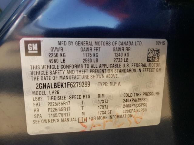 2GNALBEK1F6279399 2015 Chevrolet Equinox Lt