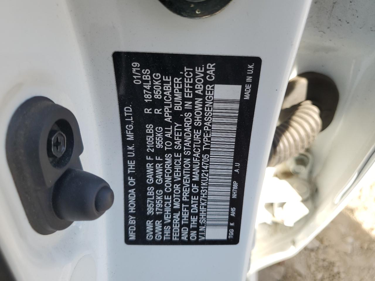 SHHFK7H31KU214705 2019 Honda Civic Lx