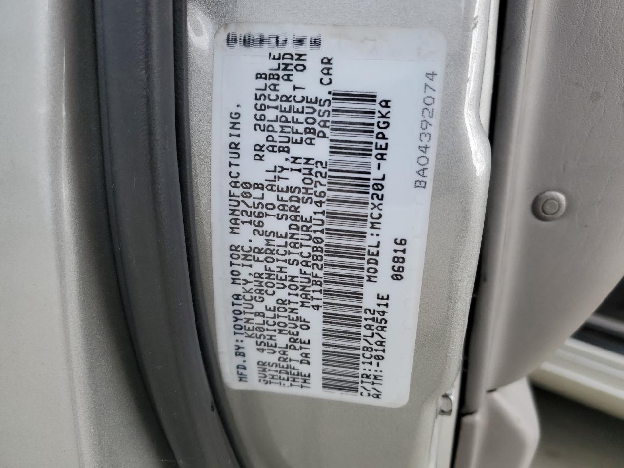 4T1BF28B01U146722 2001 Toyota Avalon Xl