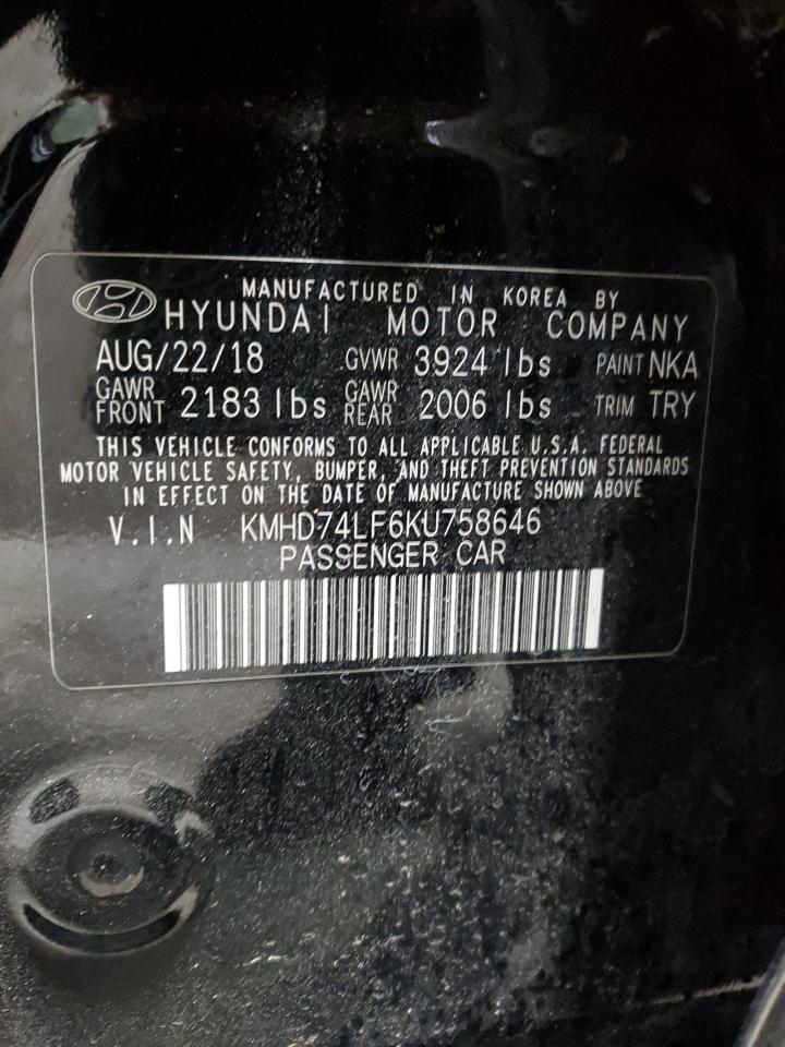 KMHD74LF6KU758646 2019 Hyundai Elantra Se