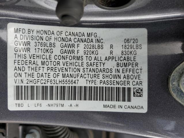2020 HONDA CIVIC LX - 2HGFC2F63LH555647
