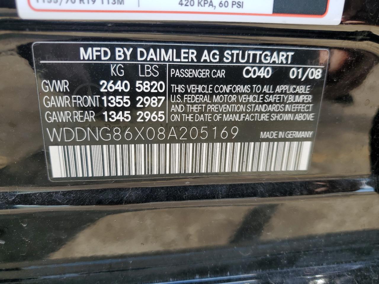 WDDNG86X08A205169 2008 Mercedes-Benz S 550 4Matic