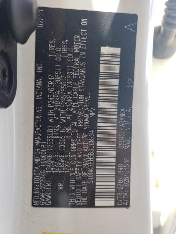 2011 Toyota Highlander Base VIN: 5TDBK3EH5BS068734 Lot: 56319844