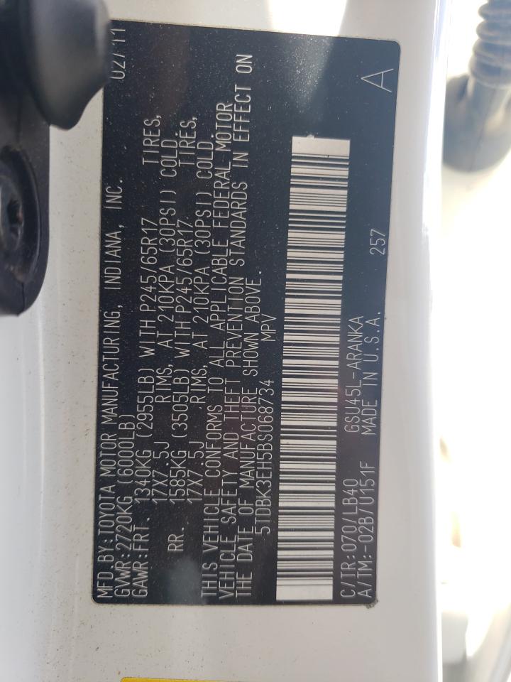 5TDBK3EH5BS068734 2011 Toyota Highlander Base