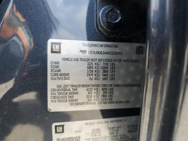 2021 GMC Sierra K1500 Slt VIN: 1GTU9DED4MZ226053 Lot: 54080274