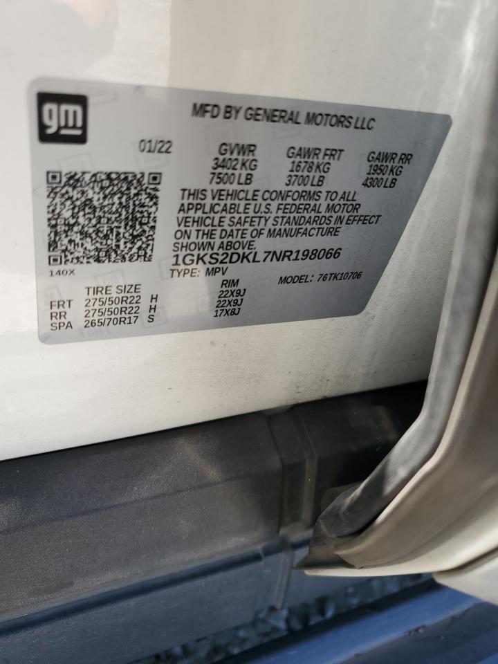 1GKS2DKL7NR198066 2022 GMC Yukon Denali