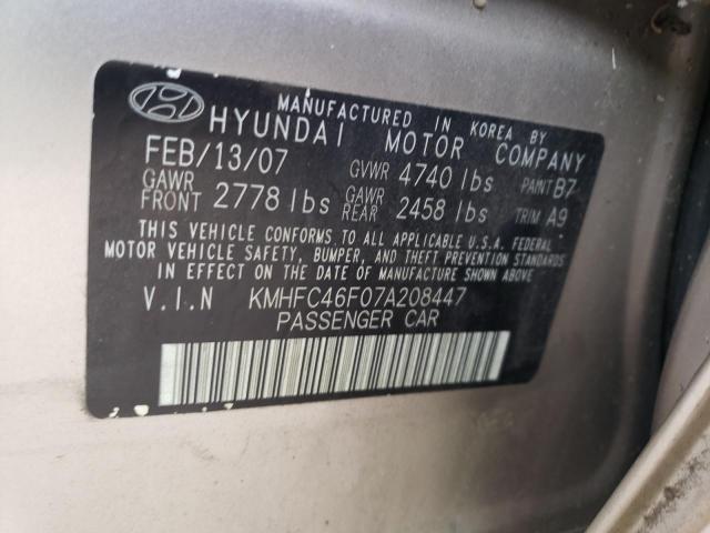 2007 Hyundai Azera Se VIN: KMHFC46F07A208447 Lot: 56113404