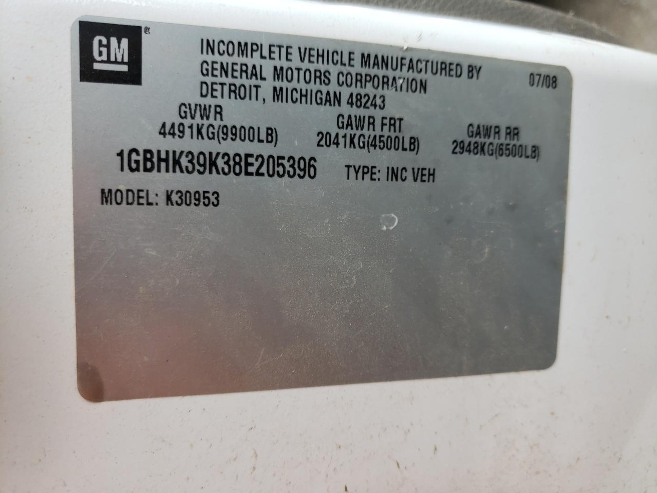 1GBHK39K38E205396 2008 Chevrolet Silverado K3500