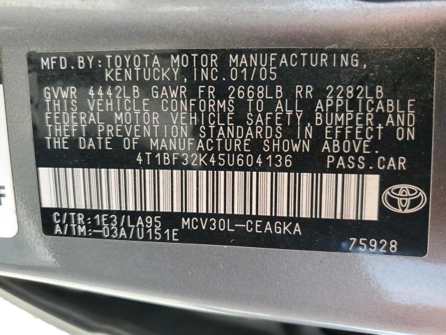 2005 Toyota Camry Le VIN: 4T1BF32K45U604136 Lot: 55045754