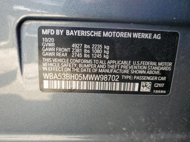 VIN WBA53BH05MWW98702 2021 BMW 5 Series, 530 I no.12