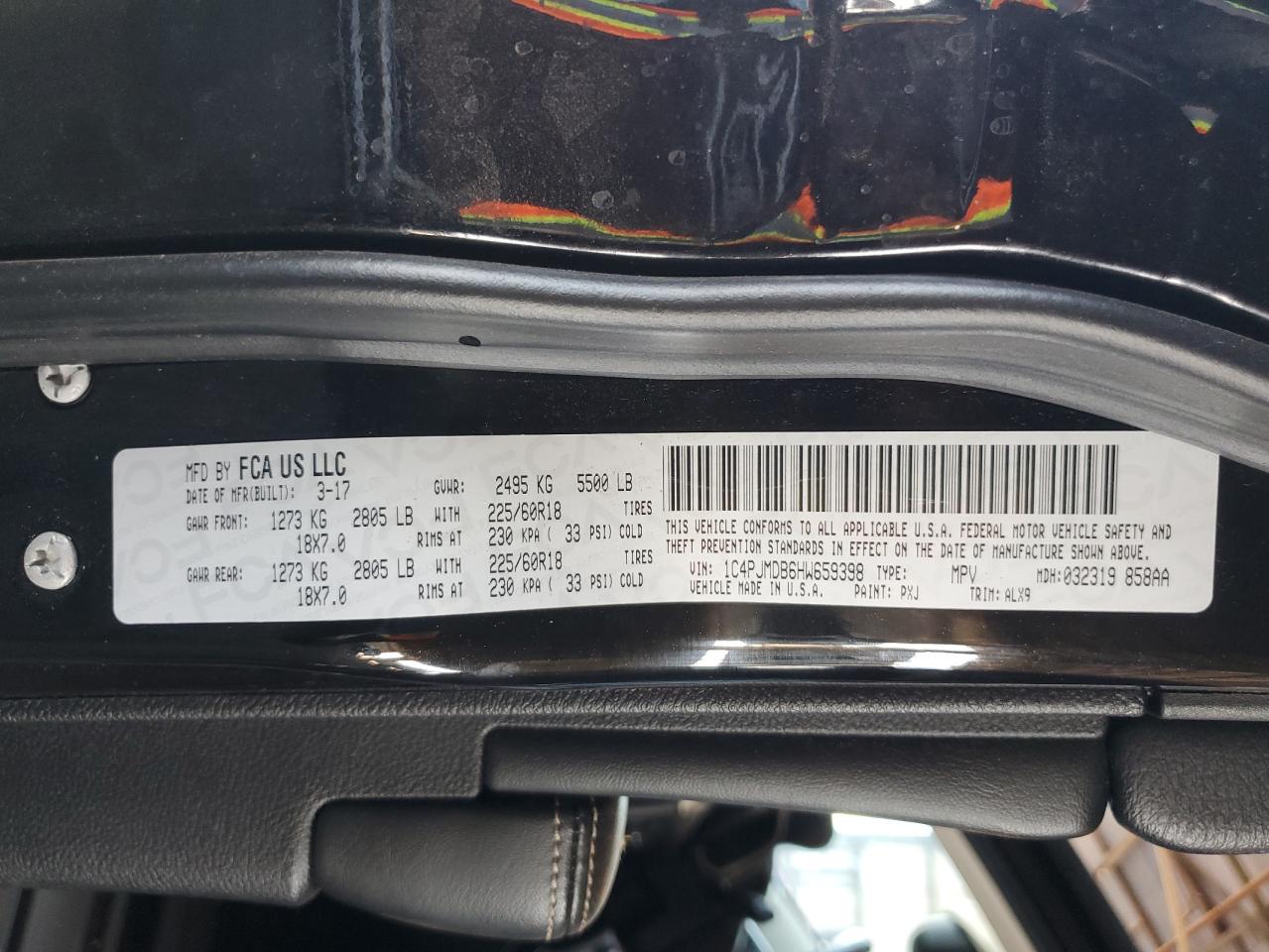 1C4PJMDB6HW659398 2017 Jeep Cherokee Limited