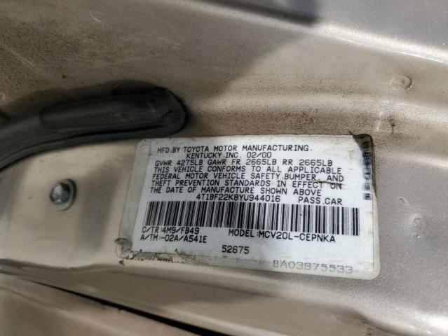 2000 Toyota Camry Le VIN: 4T1BF22K8YU944016 Lot: 52722454