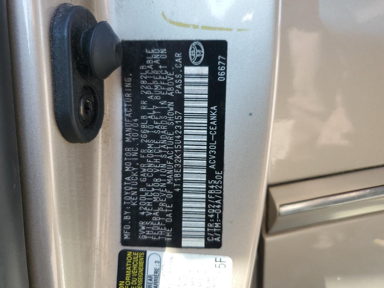 4T1BE32K15U423157 2005 Toyota Camry Le